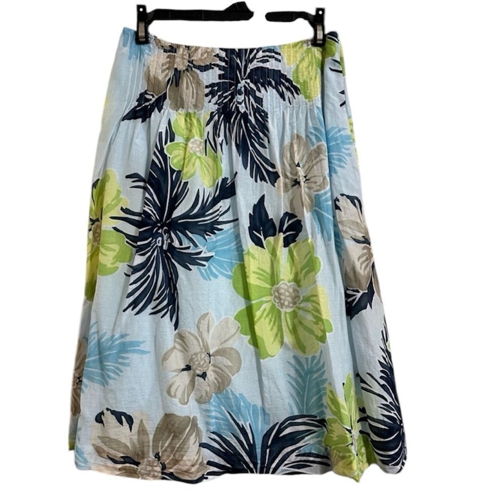 VNTG TALBOTS COLLECTION SILK BLEND TROPICAL PRINT A LINE PLEATED MIDI SKIRT 4